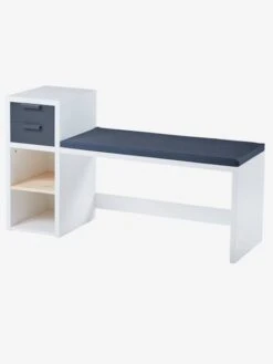 Banc De Lecture + Rangement LIGNE REGLISSE Blanc/gris Foncé - Vertbaudet -Mobilier Bébé Soldes banc de lecture rangement ligne reglisse 2