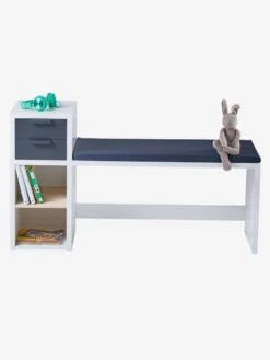 Banc De Lecture + Rangement LIGNE REGLISSE Blanc/gris Foncé - Vertbaudet -Mobilier Bébé Soldes banc de lecture rangement ligne reglisse 3