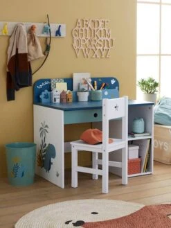 Mobilier Bébé Soldes 9 Bureau Maternelle ROAAR Blanc Moyen Uni Avec Decor - Vertbaudet