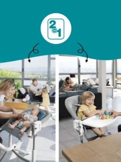 Chaise Haute Slick 2 En 1 BABYMOOV Blanc Bleu Gris - Babymoov -Mobilier Bébé Soldes chaise haute slick 2 en 1 babymoov 2