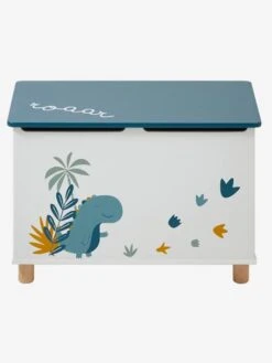 Coffre à Jouets Dinosaure Blanc Imprimé - Vertbaudet -Mobilier Bébé Soldes coffre a jouets dinosaure 2