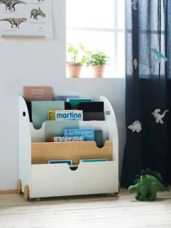 Etagère Pour Livres à Roulettes LIGNE SCHOOL Rose - Vertbaudet -Mobilier Bébé Soldes etagere pour livres a roulettes ligne school 3