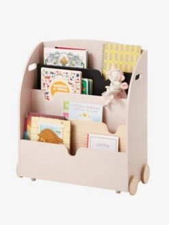 Etagère Pour Livres à Roulettes LIGNE SCHOOL Rose - Vertbaudet -Mobilier Bébé Soldes etagere pour livres a roulettes ligne school 4