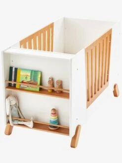 Lit Bébé Avec Barrière Amovible + Rangement Bibliothèque LIGNE PIROUETTE Blanc - Vertbaudet -Mobilier Bébé Soldes lit bebe avec barriere amovible rangement bibliotheque ligne pirouette 3