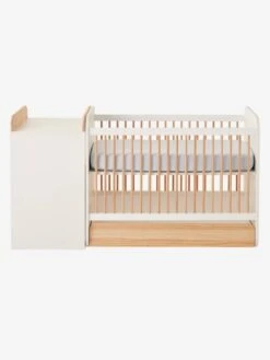Lit Combiné évolutif Avec Rangements Et Table à Langer LIGNE ECLIPSE Blanc / Bois - Vertbaudet -Mobilier Bébé Soldes lit combine evolutif avec rangements et table a langer ligne eclipse 5
