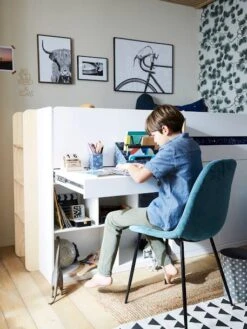 Mobilier Bébé Soldes 23 Lit Mi Hauteur Avec Bureau Coulissable Combiné CAMELEO Blanc Mate - Vertbaudet