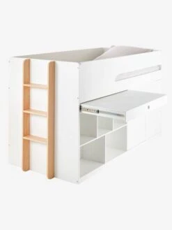 Lit Mi Hauteur Avec Bureau Coulissable Combiné CAMELEO Blanc Mate - Vertbaudet -Mobilier Bébé Soldes lit mi hauteur avec bureau coulissable combine cameleo 5