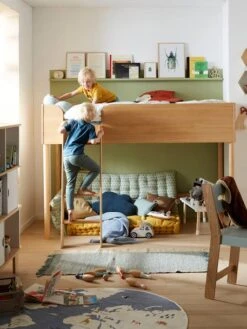 Lit Mi-hauteur LIGNE CONFETTI NATURE Marron - Vertbaudet -Mobilier Bébé Soldes lit mi hauteur ligne confetti nature 3