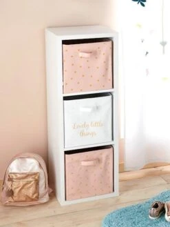 Lot De 3 Bacs De Rangement Lovely Rose Poudré Imprimé - Vertbaudet -Mobilier Bébé Soldes lot de 3 bacs de rangement lovely 4