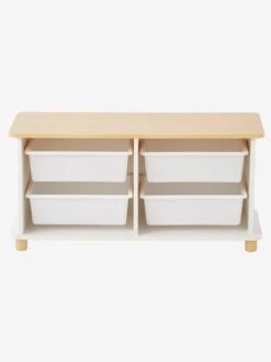 Meuble De Rangement + 4 Bacs LIGNE PTILOU Blanc/bois - Vertbaudet -Mobilier Bébé Soldes meuble de rangement 4 bacs ligne ptilou 3