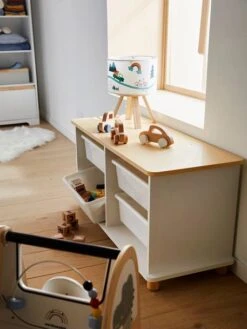 Meuble De Rangement + 4 Bacs LIGNE PTILOU Blanc/bois - Vertbaudet -Mobilier Bébé Soldes meuble de rangement 4 bacs ligne ptilou 4