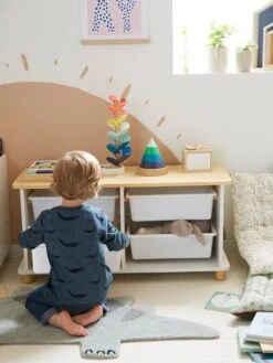Meuble De Rangement + 4 Bacs LIGNE PTILOU Blanc/bois - Vertbaudet -Mobilier Bébé Soldes meuble de rangement 4 bacs ligne ptilou 5