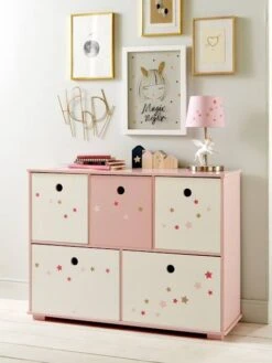 Mobilier Bébé Soldes 38 Meuble De Rangement 5 Bacs LIGNE FEERIE Rose étoiles - Vertbaudet