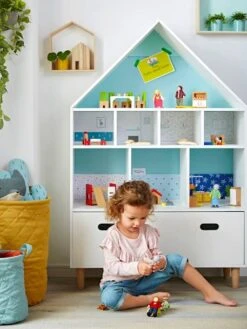 Meuble De Rangement 9 Cases Maison Blanc/bleu - Vertbaudet 12 Meuble De Rangement 9 Cases Maison Blanc/bleu - Vertbaudet -Mobilier Bébé Soldes meuble de rangement 9 cases maison 4