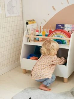 Meuble De Rangement Mixte étagère + Bacs LIGNE PTILOU Blanc/bois - Vertbaudet -Mobilier Bébé Soldes meuble de rangement mixte etagere bacs ligne ptilou 5