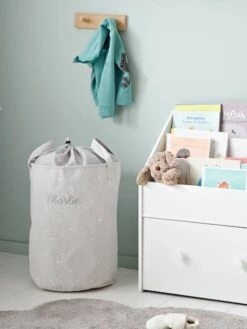Panier à Linge Personnalisable Gris - Vertbaudet -Mobilier Bébé Soldes panier a linge personnalisable 2