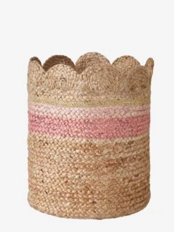 Panier En Jute Festonné Fiore Osier/rose - Vertbaudet -Mobilier Bébé Soldes panier en jute festonne fiore 1