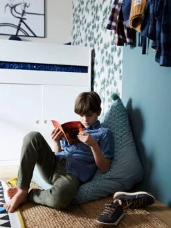 Pouf Poire Palmettes Vert - Vertbaudet -Mobilier Bébé Soldes pouf poire palmettes 2