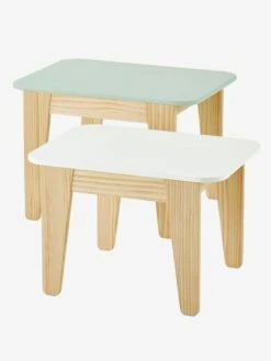 Tables Gigognes Gris Vert/bois + Blanc/bois - Vertbaudet -Mobilier Bébé Soldes tables gigognes 2